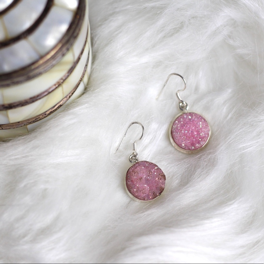 Faux Mineral Gemstone Fishhook EarringS